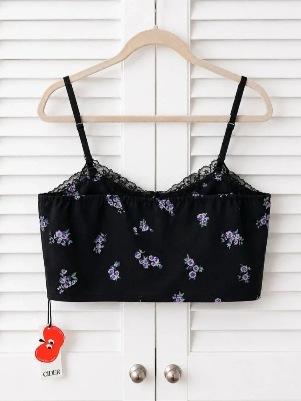 Cider Black Floral Corset Crop Top NWT Y2K Fairy Grunge Lace Cami